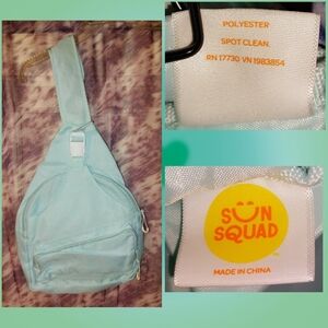 Sun Squad brand Aqua Blue & White 1 Strap Backpack/Crossbody Bag
